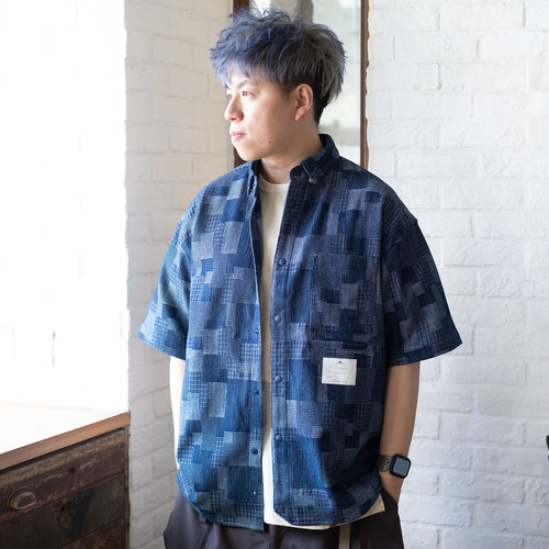 (YS295) Jacquard Denim Short Sleeve Shirt