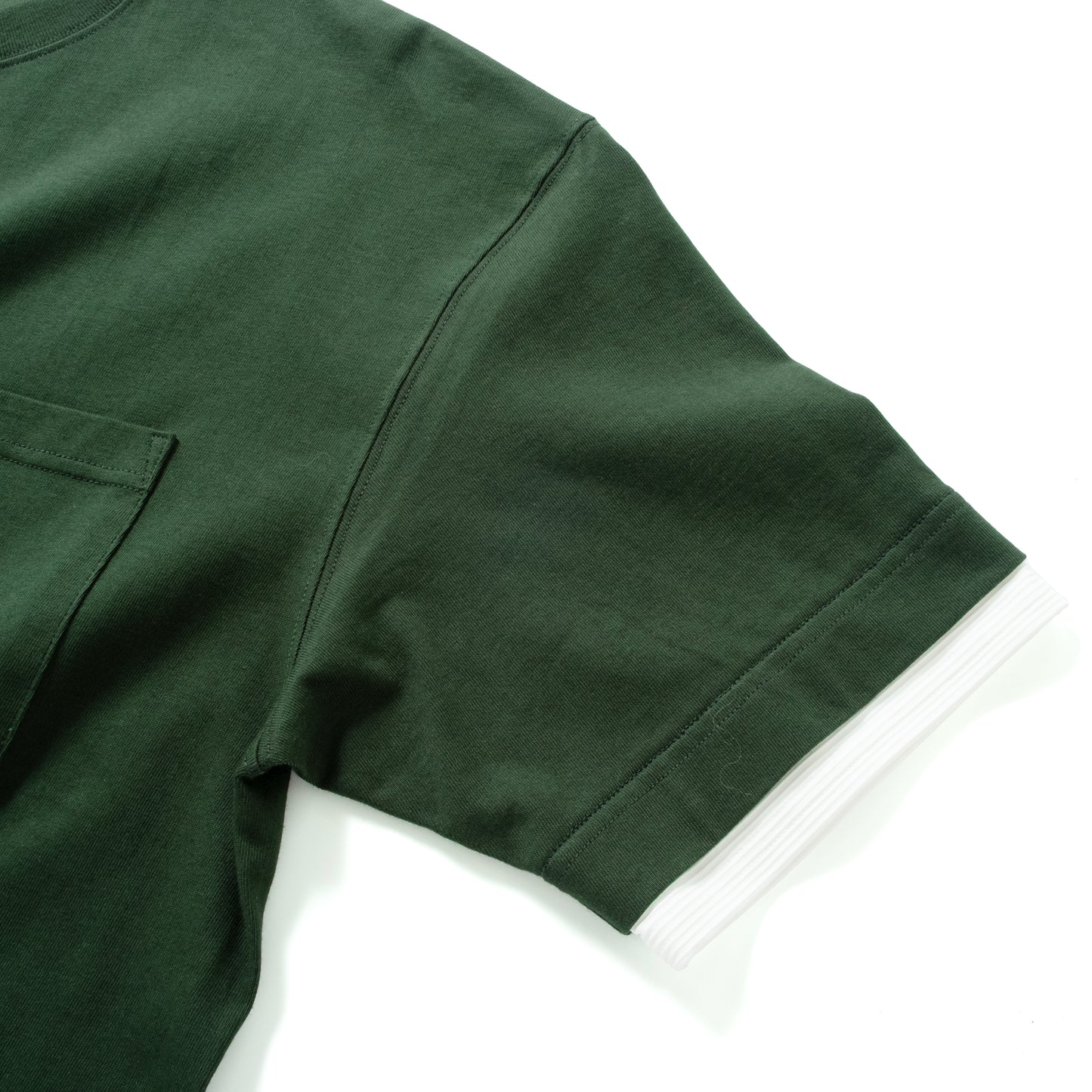 (ZT1861) Double Fake Layer Pocket Tee