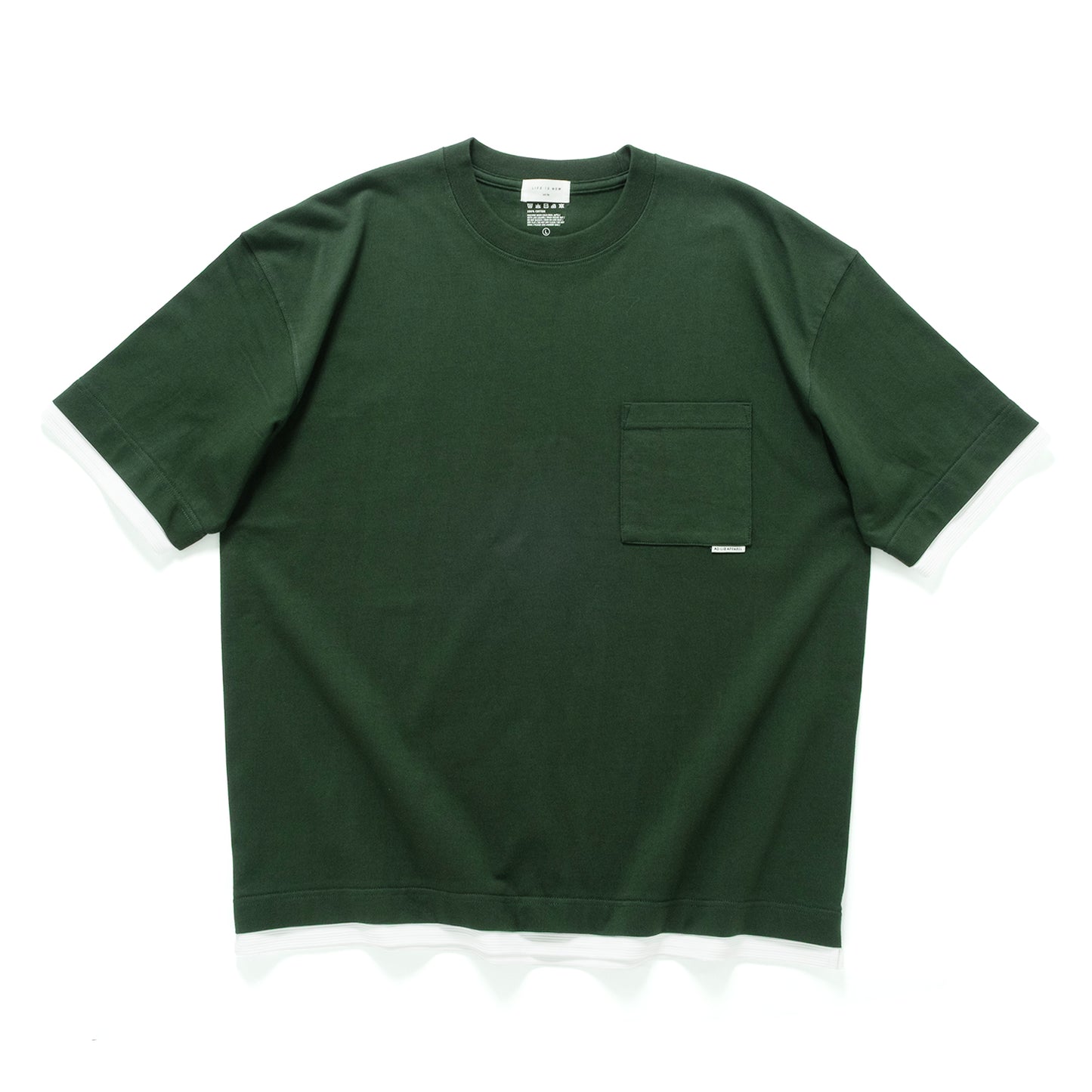 (ZT1861) Double Fake Layer Pocket Tee