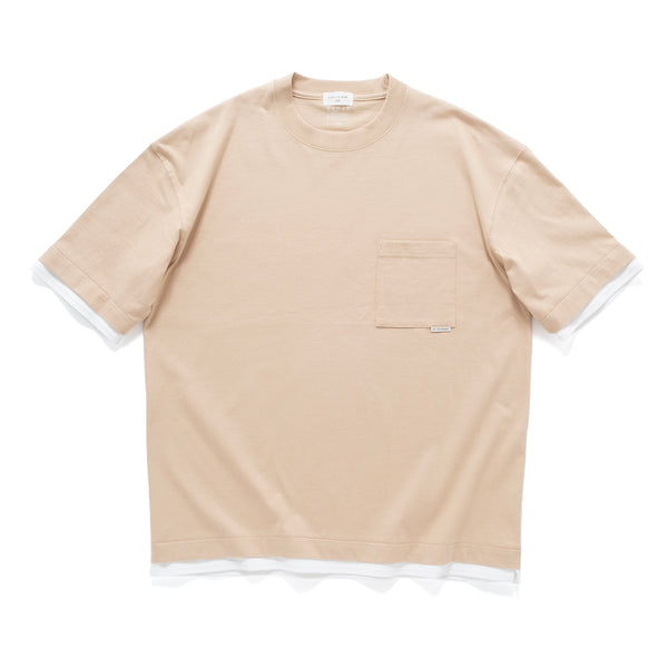 (ZT1861) Double Fake Layer Pocket Tee