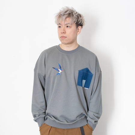 (SW413) Mock Neck Panel Sweater