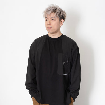 (TP593) Contrast Cropped Sleeve Tech Tee