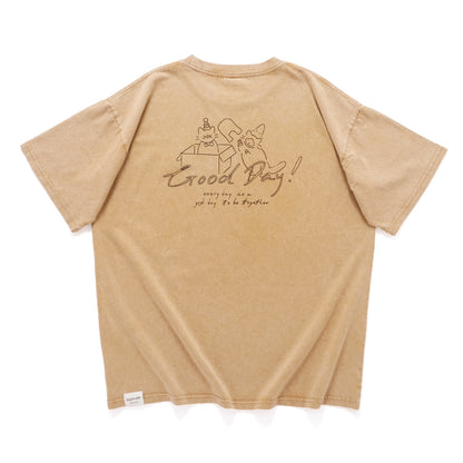 (EX700) Cheerful Cats Embroidery Graphic Tee