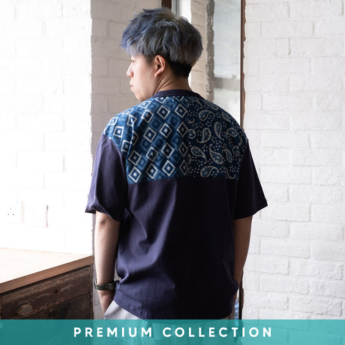 (TP1008) Indigo Contrast Pattern Tee