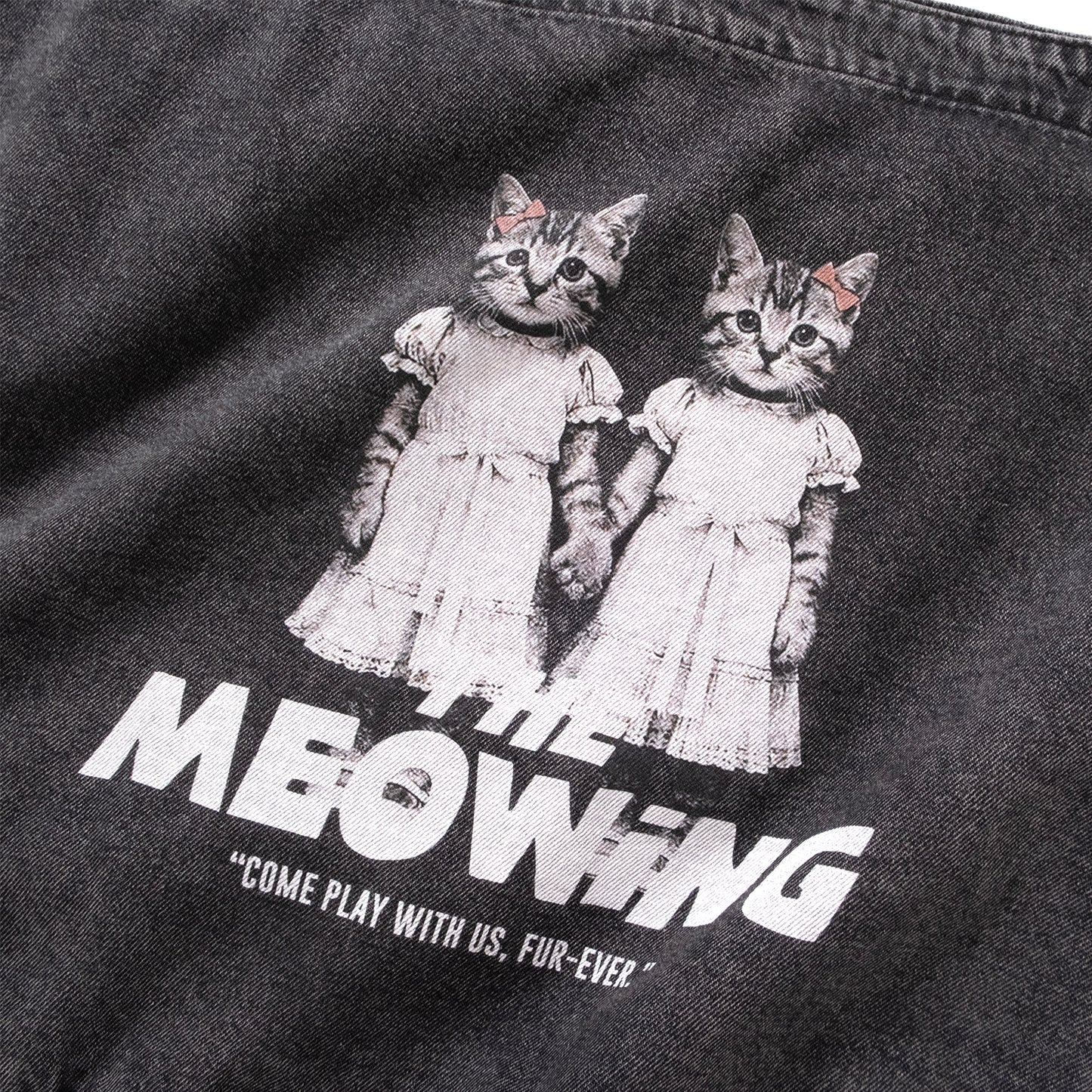 (ZB579) The Meowing Cats Washed Tote Bag