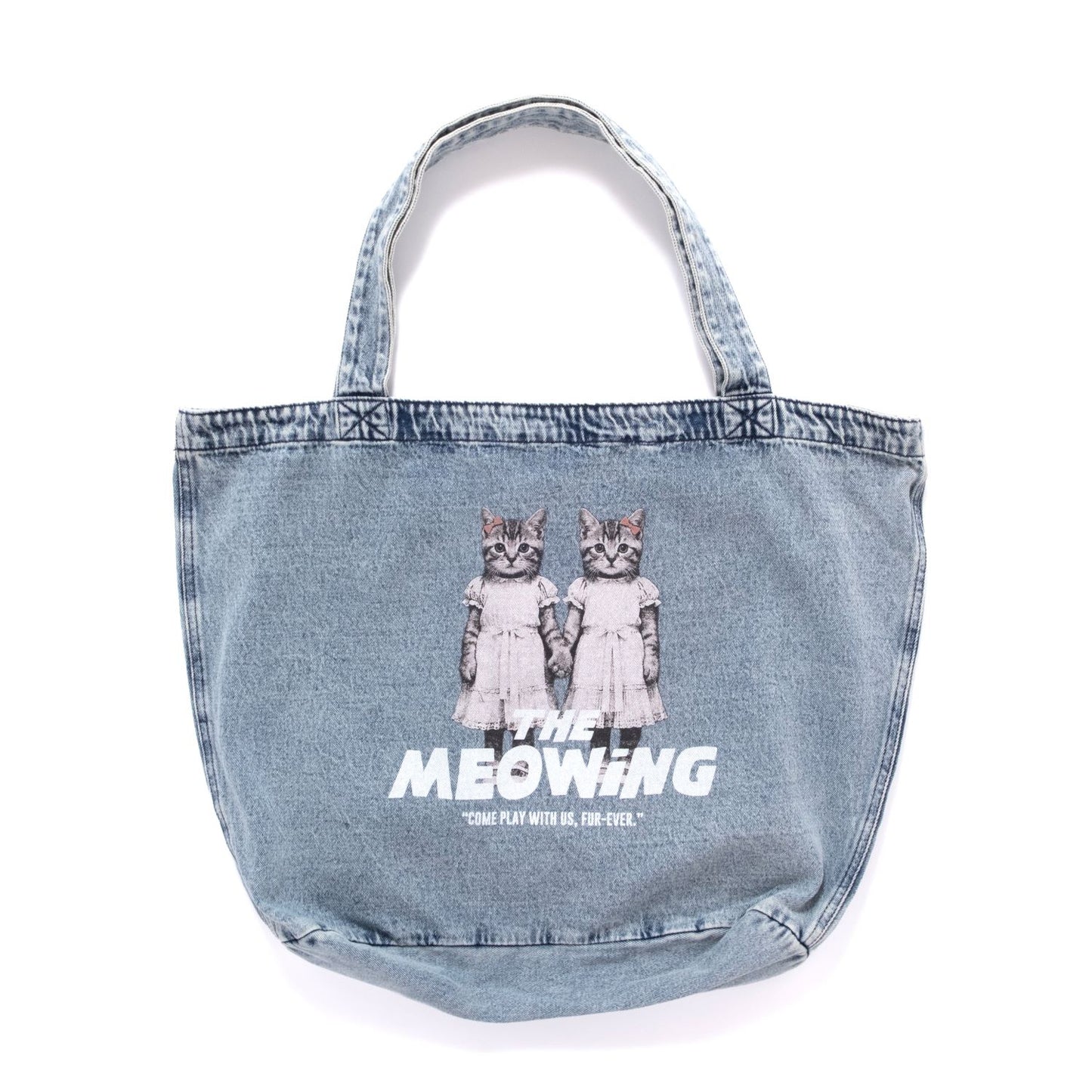 (ZB579) The Meowing Cats Washed Tote Bag