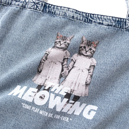 (ZB579) The Meowing Cats Washed Tote Bag