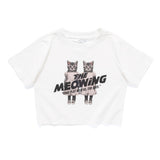 (ZT1890) The Meowing Cats Graphic Cropped Tee