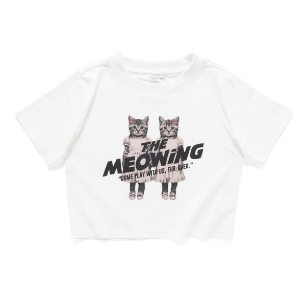 (ZT1890) The Meowing Cats Graphic Cropped Tee