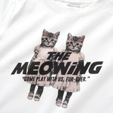 (ZT1890) The Meowing Cats Graphic Cropped Tee