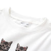 (ZT1890) The Meowing Cats Graphic Cropped Tee