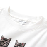 (ZT1890) The Meowing Cats Graphic Cropped Tee
