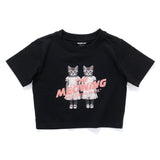 (ZT1890) The Meowing Cats Graphic Cropped Tee
