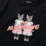 (ZT1890) The Meowing Cats Graphic Cropped Tee