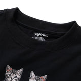 (ZT1890) The Meowing Cats Graphic Cropped Tee
