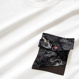 (ZT1366) Dragon Pattern Fake Layer Pocket Tee