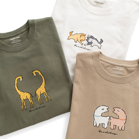 (ZT1418) Monkey Hot Spring Graphic Embroidery Tee