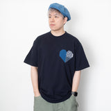 (ZT1376) Indigo Heart Shape Patchwork Tee