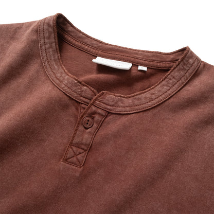 (TP1836) Washed Henley Neck Tee