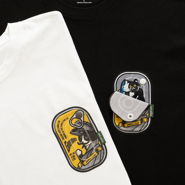 (ZT1387) Canned Cat Graphic Pocket Tee