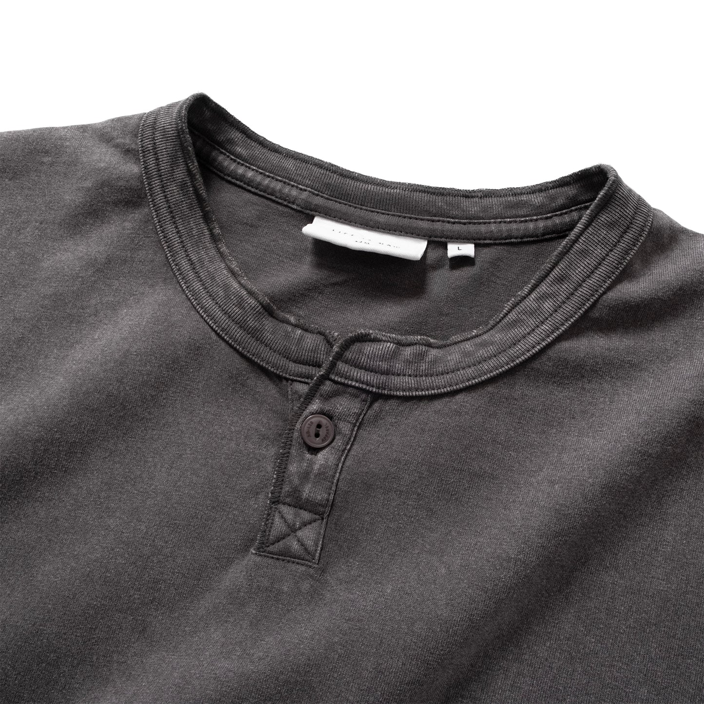 (TP1836) Washed Henley Neck Tee