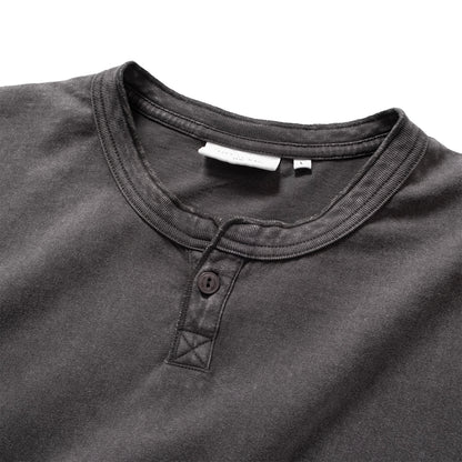 (TP1836) Washed Henley Neck Tee