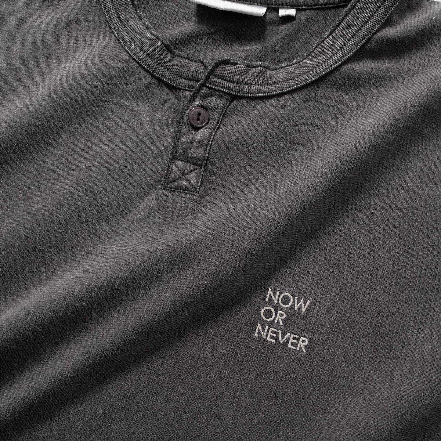 (TP1836) Washed Henley Neck Tee