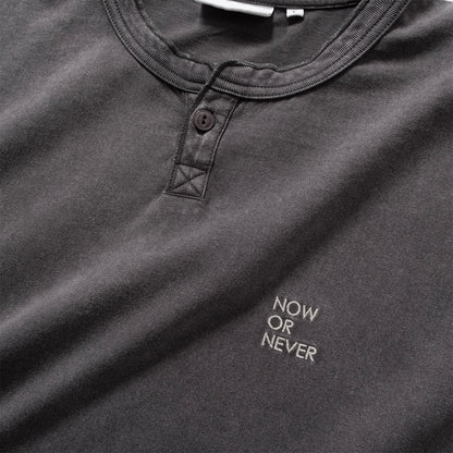 (TP1836) Washed Henley Neck Tee