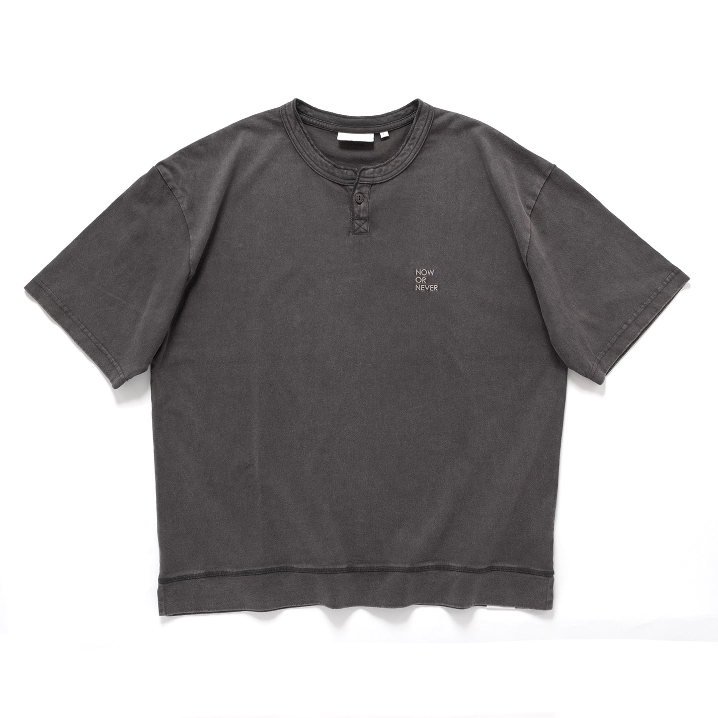 (TP1836) Washed Henley Neck Tee