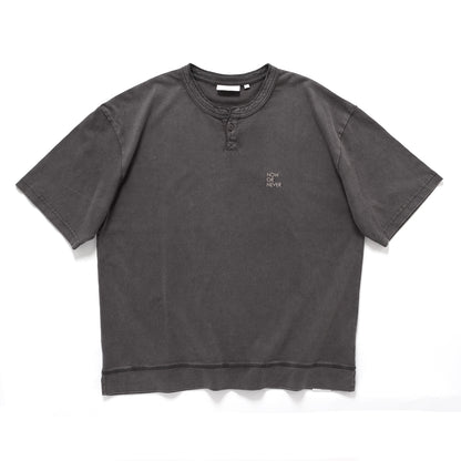 (TP1836) Washed Henley Neck Tee
