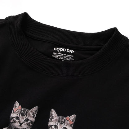 (ZT1890) The Meowing Cats 圖案女裝短 Tee