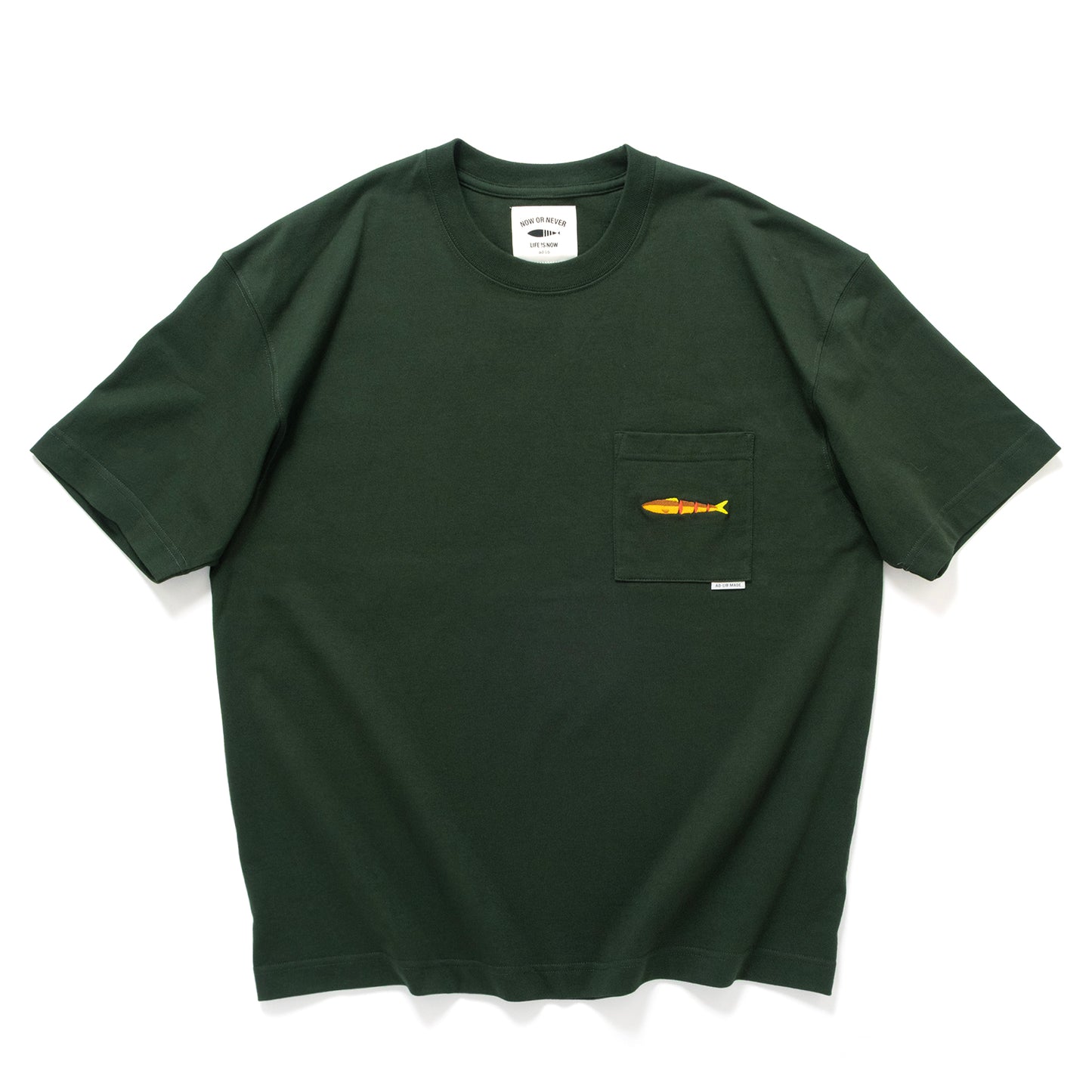 (ZT1849) Fish Embroidery Pocket Tee