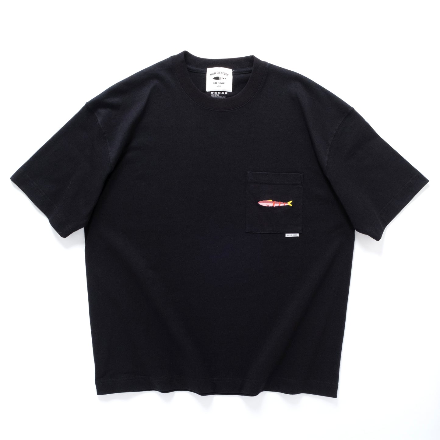 (ZT1849) Fish Embroidery Pocket Tee