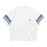 (ZT1864) 手袖拼布口袋Tee