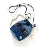 (YB463) Indigo Patchwork Drawstring Bag