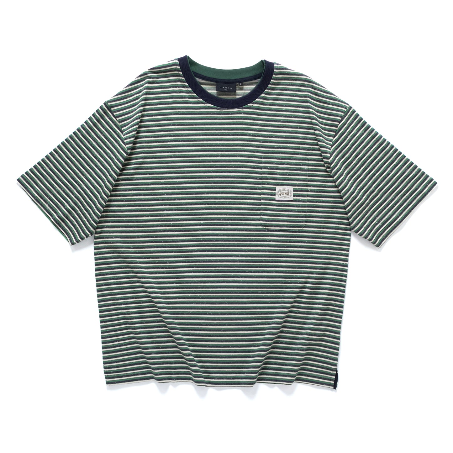 (TP1851) Double Collar Stripes Tee