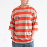 (TP1883) Contrast Stripes Graphic Patch Tee