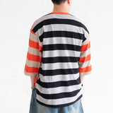 (TP1883) Contrast Stripes Graphic Patch Tee