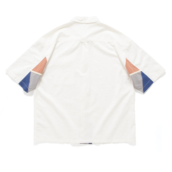 (ST447) Sleeve Patchwork Short Sleeve Shirt