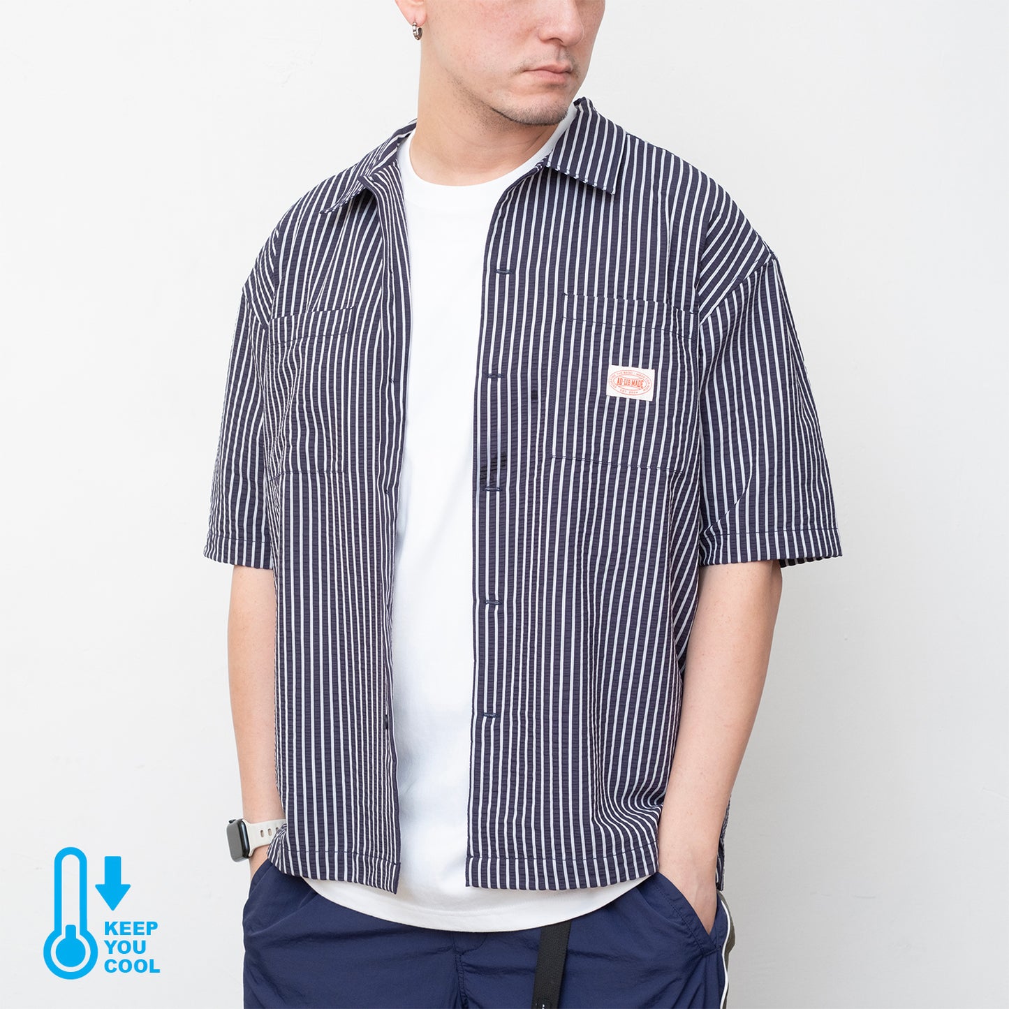 (ST524) Cool Touch Stripes Shirt