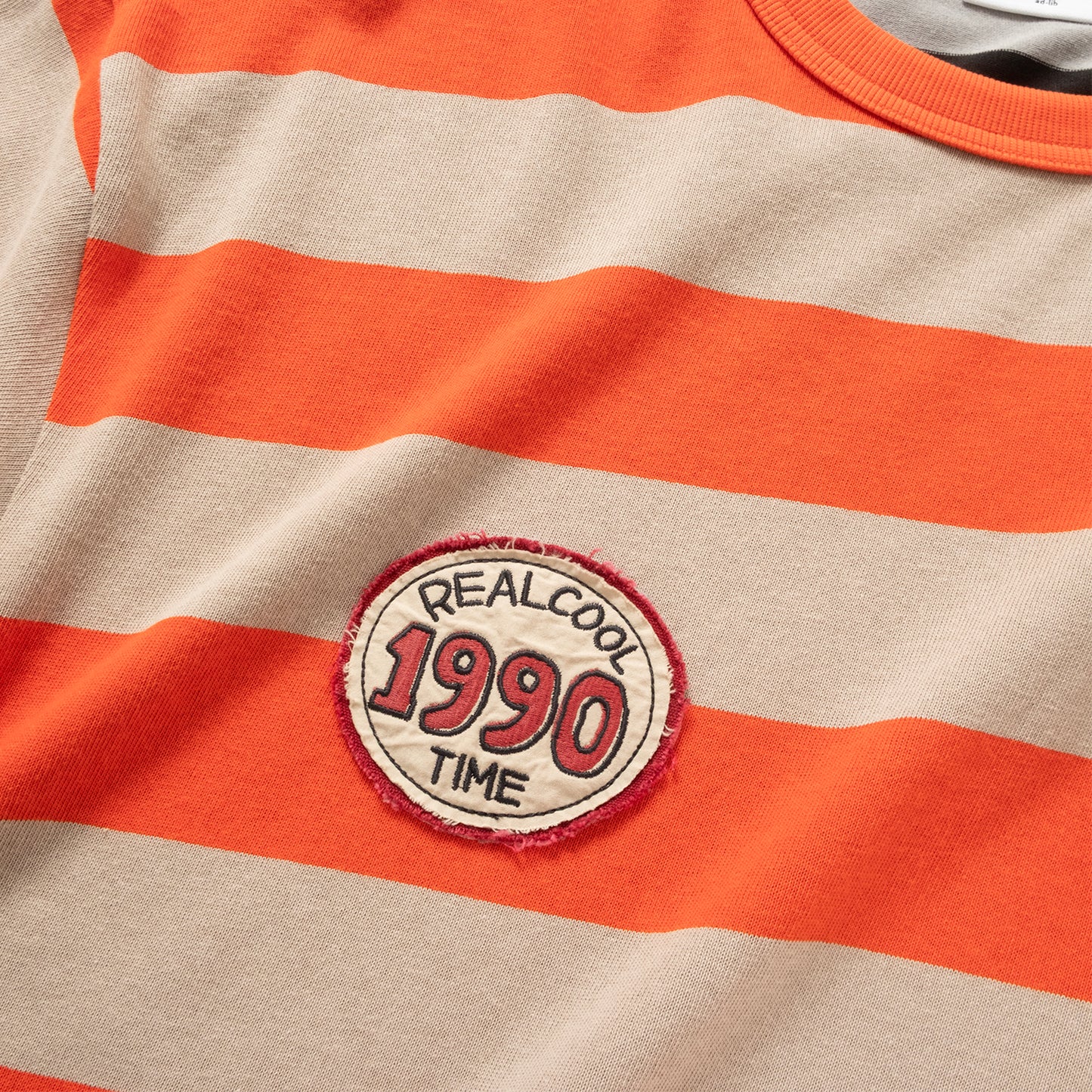 (TP1883) Contrast Stripes Graphic Patch Tee