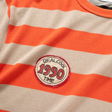 (TP1883) Contrast Stripes Graphic Patch Tee