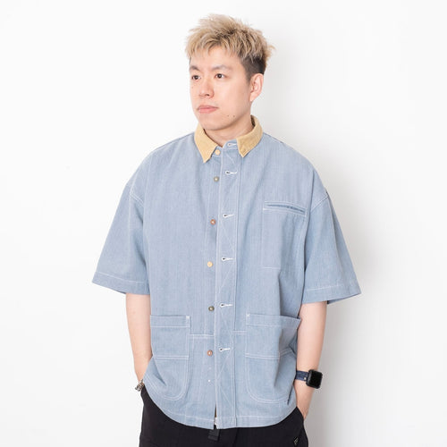 (ST372) Heavy Wash Denim Short Sleeve Shirt