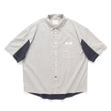 (ST452) Stripe Contrast Short Sleeve Shirt