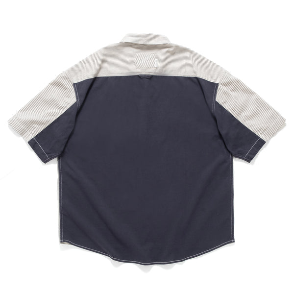 (ST452) Stripe Contrast Short Sleeve Shirt