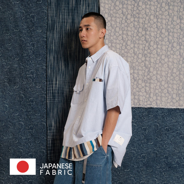 (ST301) Japan Fabric Patchwork Pocket Shirt