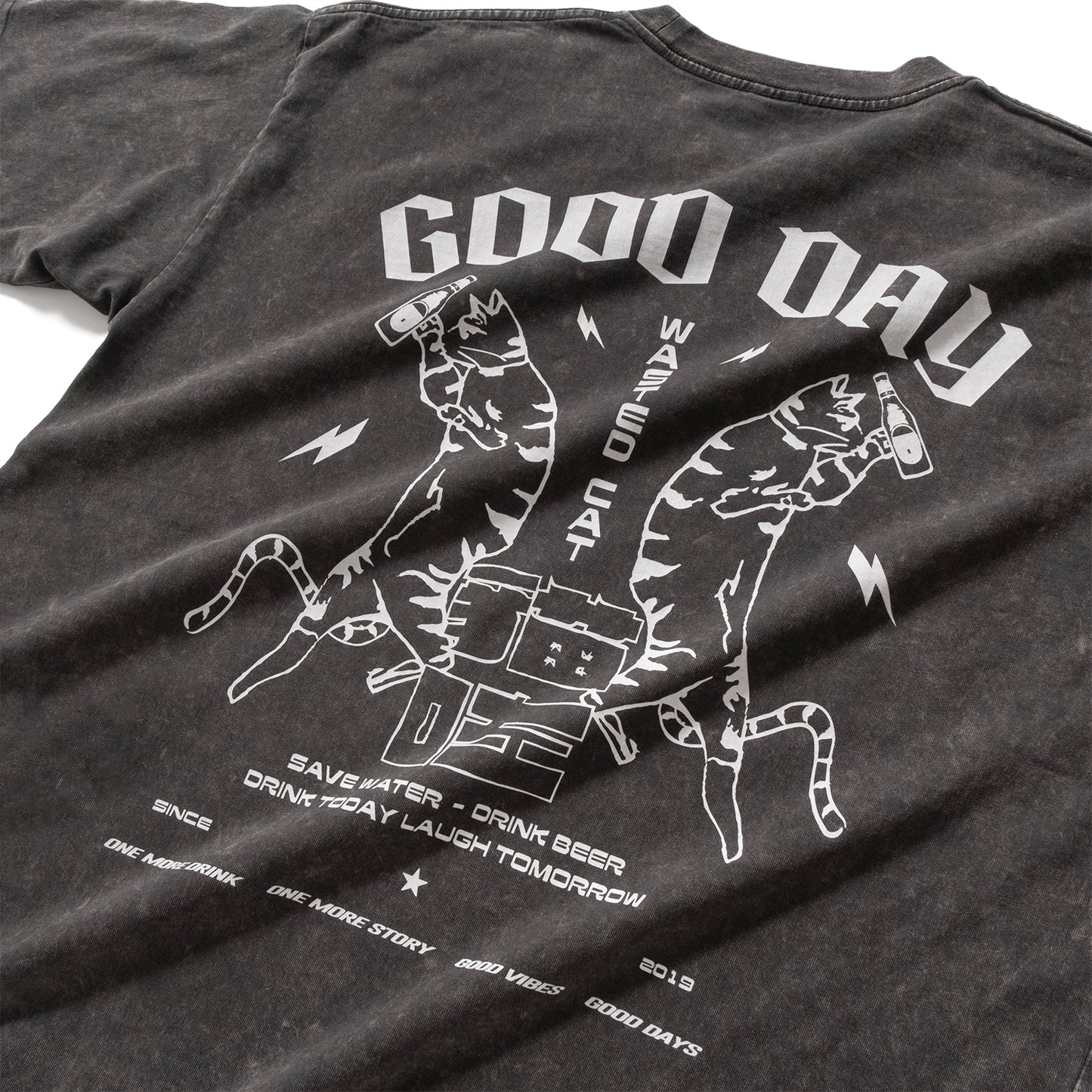(ZT1653) Wasted Cat Graphic Tee