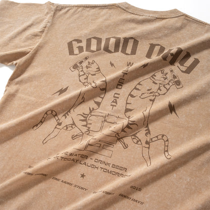 (ZT1653) Wasted Cat Graphic Tee