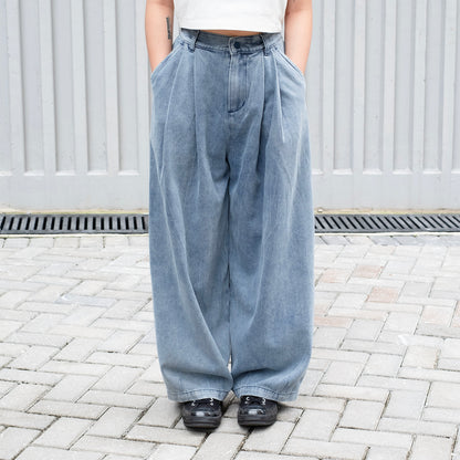 (PT404) Denim Wide Pants