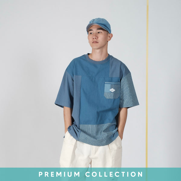 (TP1002) Indigo Patchwork Tee